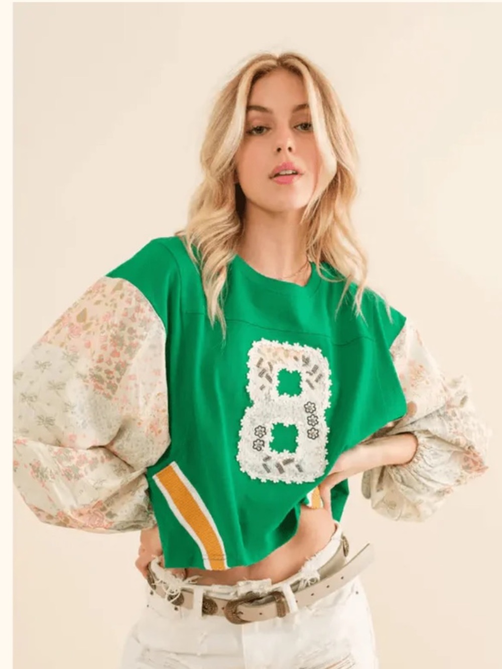 Free People Jersey Puff Sleeves Top Size M